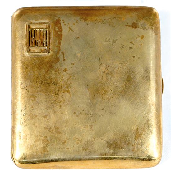 Appraisal: Victorian gold cigarette case in leather pouch Birmingham dated rectangular