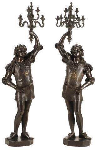 Appraisal: pair Monumental Austrian figural torchieres th c gesso over wood