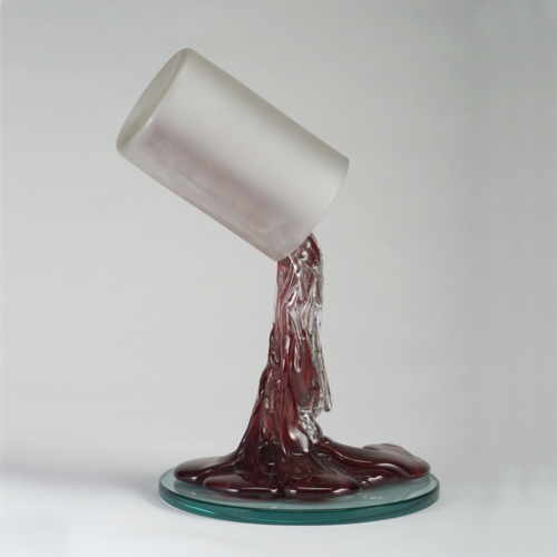 Appraisal: Drew Smith limited-edition red and clear glass sculpture of liquid