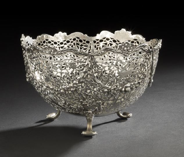 Appraisal: Dutch First Standard Silver Fruit Bowl the marks rubbed but