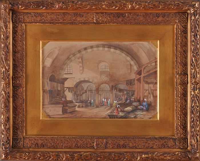 Appraisal: EUROPEAN SCHOOL INTERIOR OF THE GRAND BAZAAR Watercolor and mixed