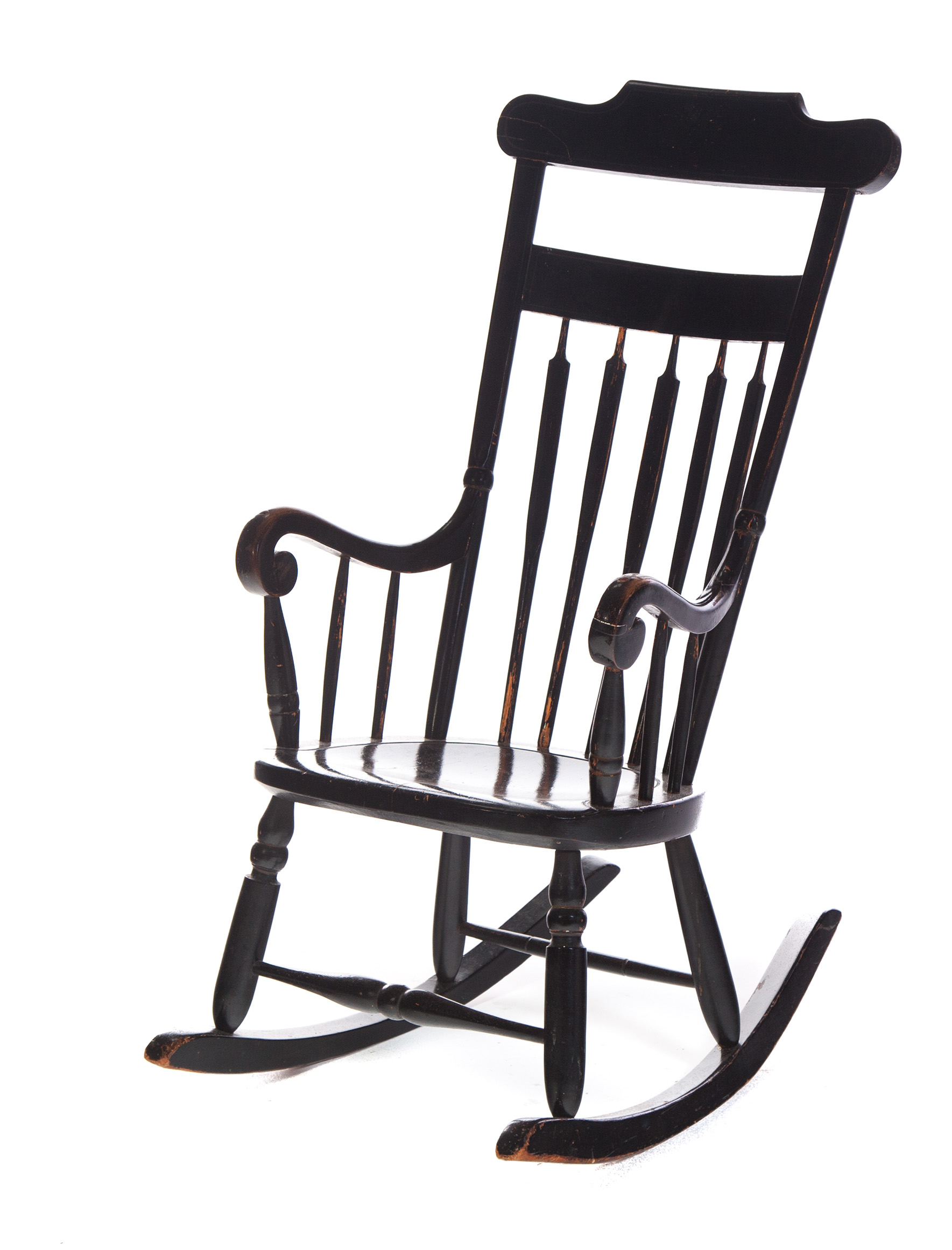 Appraisal: HIGHBACK PAINTED ARROWBACK ROCKER American st quarter- th century mixed