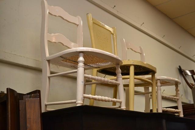 Appraisal: TWO PROVINCIAL WHITE PAINTED CHAIRS AND ONE OTHER TWO PROVINCIAL