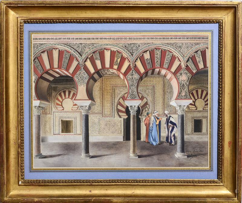 Appraisal: ETTORE SIMONETTI - VIEW OF THE INTERIOR OF THE MOSQUE