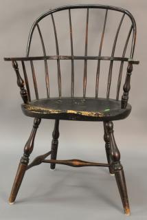 Appraisal: Windsor sack back armchair on bold turned legs th century