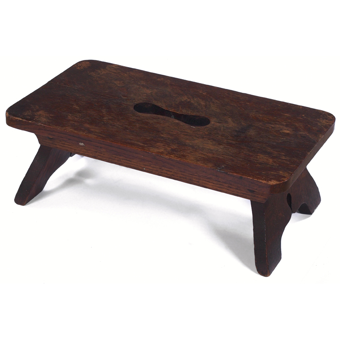 Appraisal: Limbert Cricket stool rectangular top with hand-hold cut-out supported by