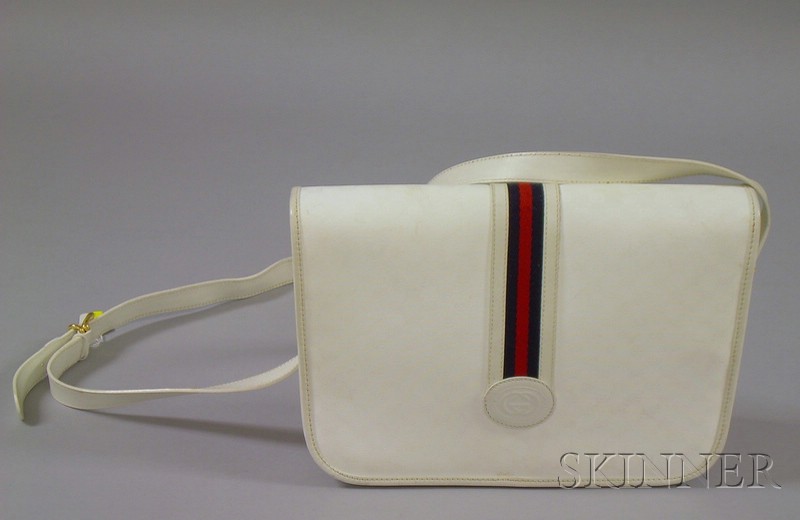 Appraisal: Gucci White Fabric and Leather Handbag