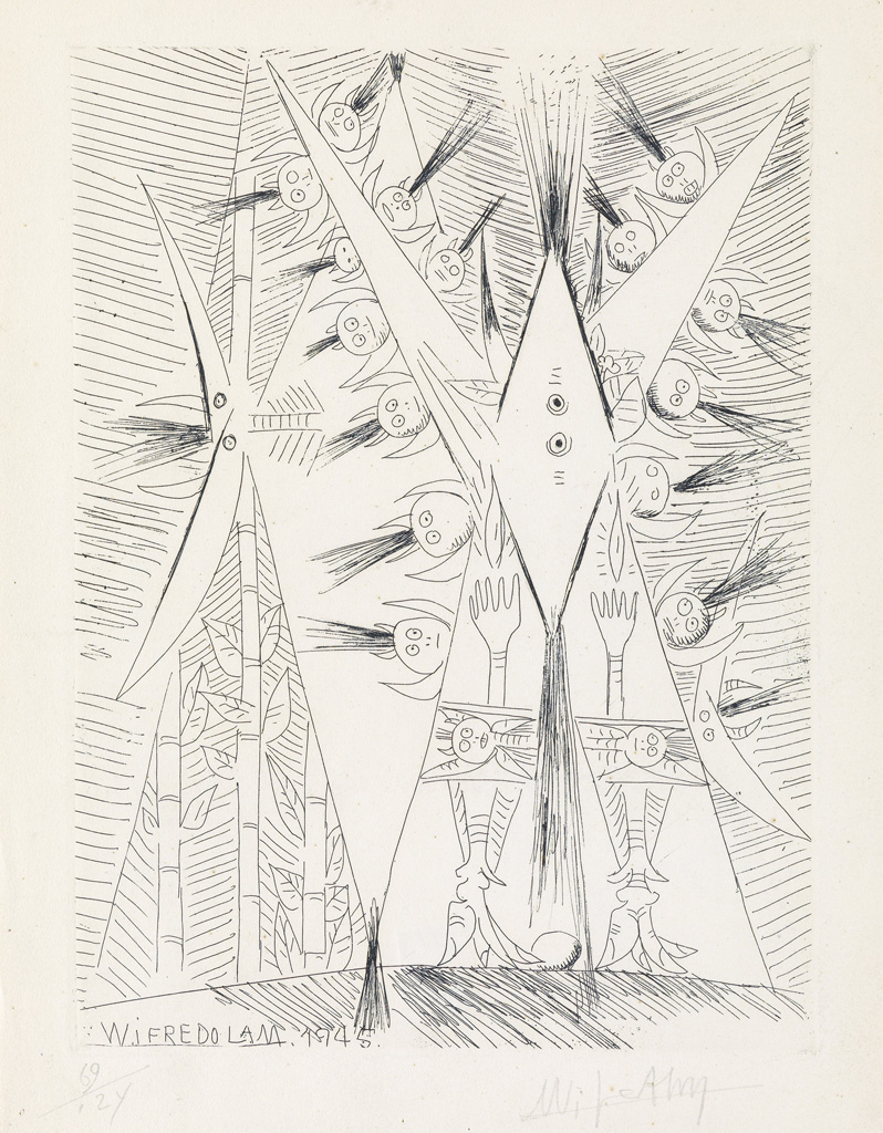 Appraisal: WIFREDO LAM Sans titre Etching x mm x inches full