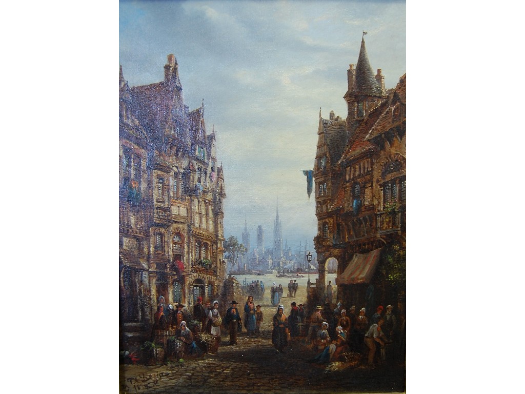 Appraisal: F A Retzia - Busy Continental street scene with distant