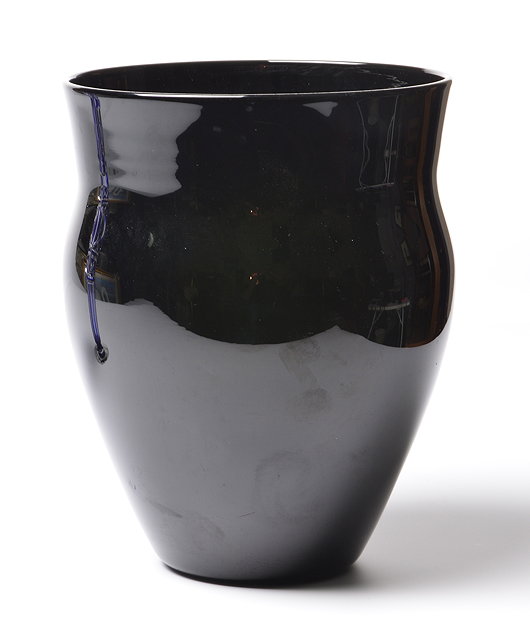 Appraisal: POSSIBLY WHITEFRIARS OPAQUE BLACK GLASS VASE losely based on the