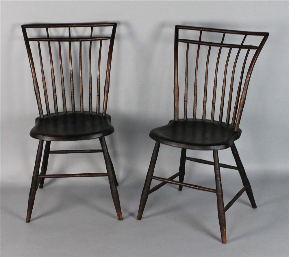 Appraisal: PAIR OF BIRDCAGE WINDSOR SIDE CHAIRS each retaining an old