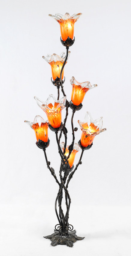 Appraisal: CONTEMPORARY MURANO STYLE FOLIATE MOTIF LAMP Patinated stylized branch body