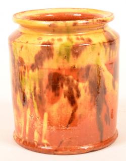 Appraisal: Shenandoah Valley Redware Storage Jar th Century Shenandoah Valley Polychrome