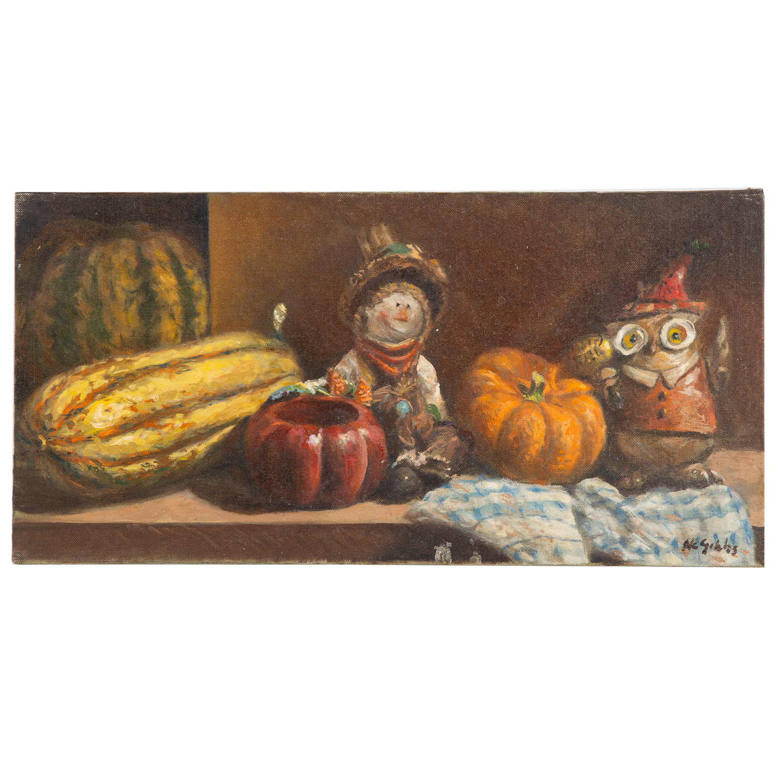 Appraisal: NATHANIEL K GIBBS STILL LIFE WITH SCARECROW OIL American -