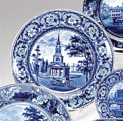 Appraisal: Historical blue transferware soup plate john william ridgway hanley -