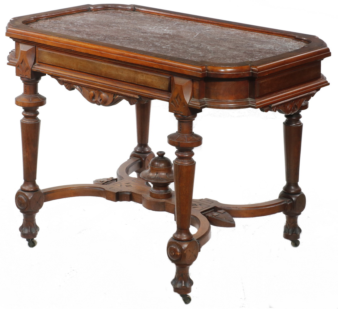 Appraisal: VICTORIAN MARBLE TOP CENTER TABLE Parlor center table with variagated