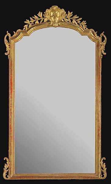 Appraisal: A Louis XV style giltwood mirror early th century The