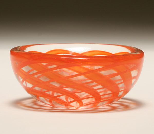 Appraisal: Seguso Murano glass bowl internally decorated with alternating crossed cane