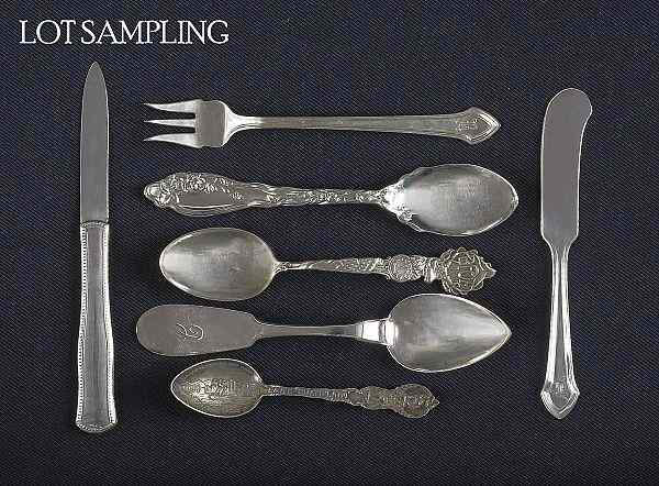 Appraisal: Group of coin and sterling silver flatware to include twelve