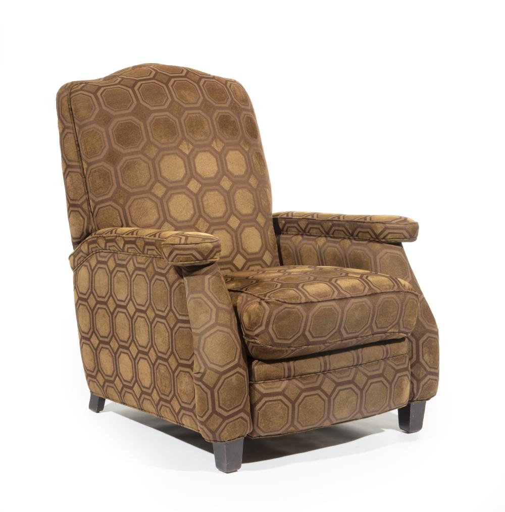 Appraisal: Contemporary Upholstered Reclining Armchair by Hancock and Moore h in