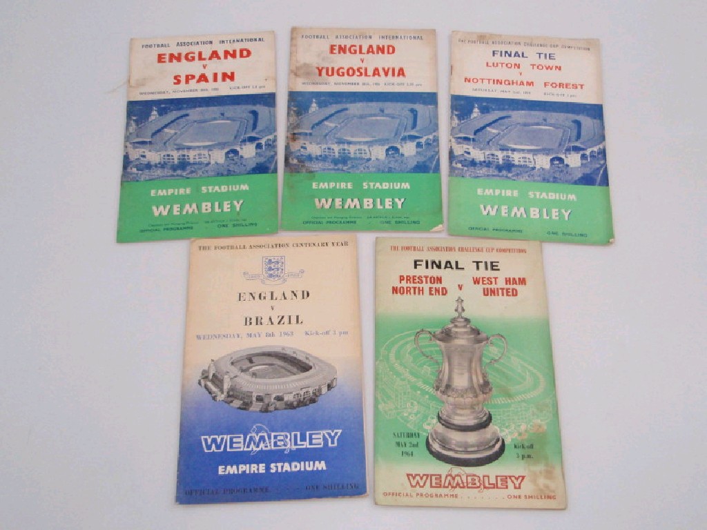 Appraisal: F A Cup Final Programmes and together with England v