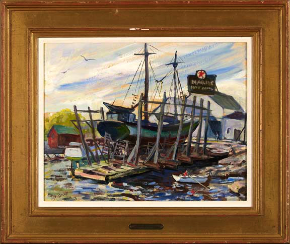 Appraisal: Ogden Minton Pleissner American New York - Dry Dock Gloucester