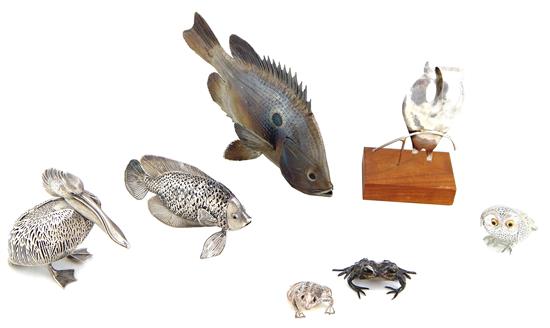 Appraisal: Seven metal and silver-plated animal figures Four Christofle France silver-plate