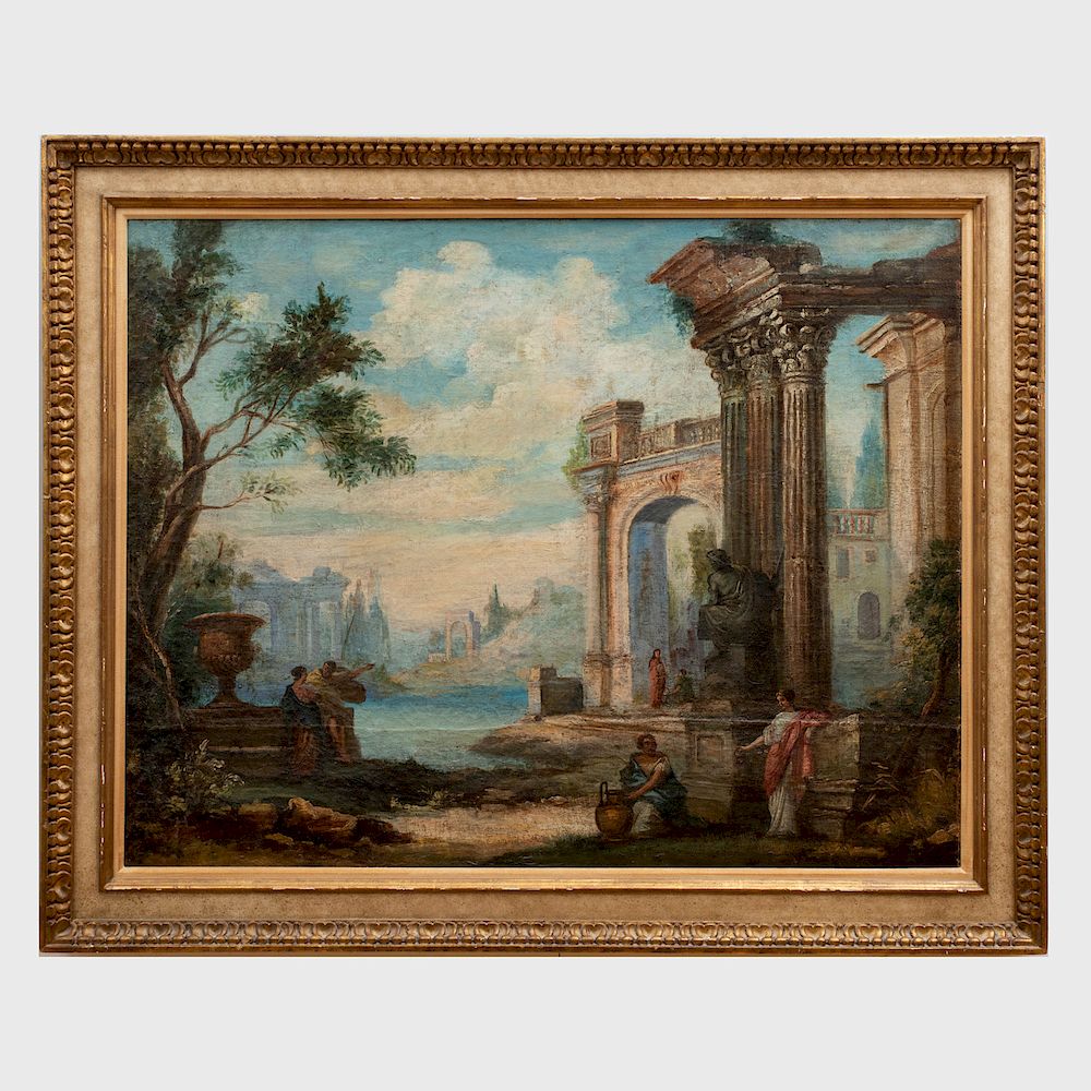 Appraisal: Italian School Capriccio Scene Oil on canvas unsigned lined x