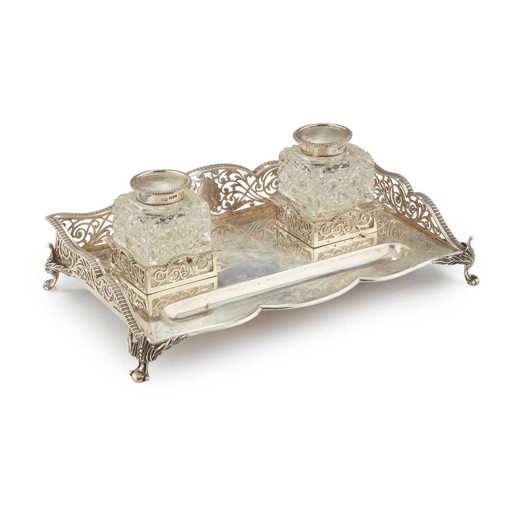 Appraisal: A GEORGE V INKSTAND R W SORLEY LONDON Of rectangular