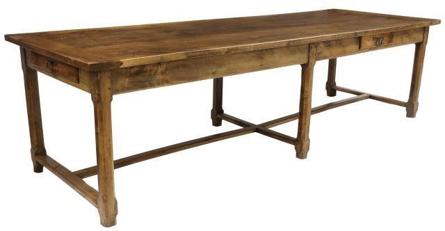 Appraisal: French Provincial walnut farmhouse table late th c thick tabletop