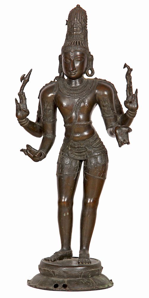 Appraisal: Large Antique South Indian Bronze Figure of Shiva Large Antique