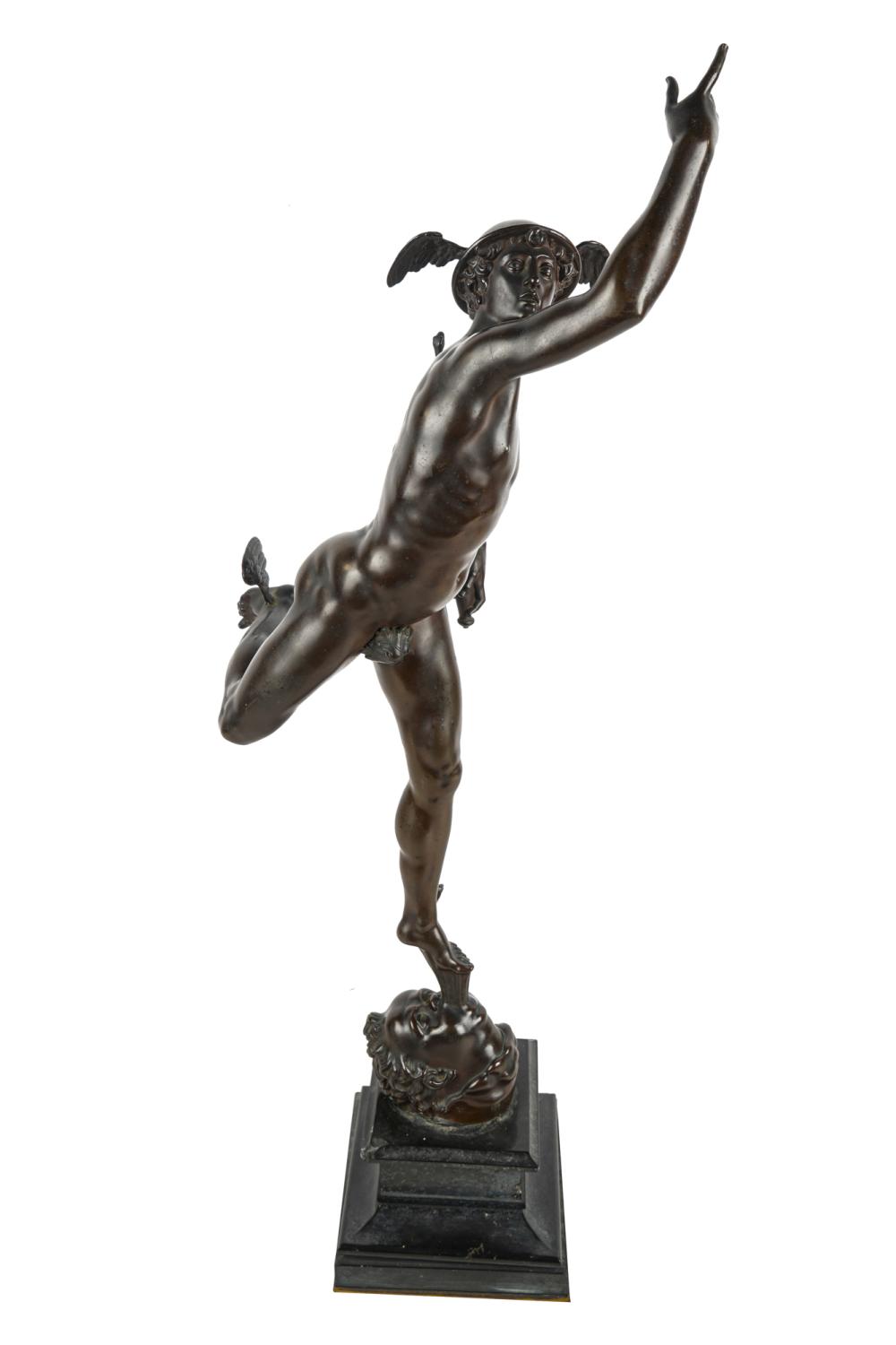 Appraisal: AFTER GIAMBOLOGNA MERCURY bronze inscribed in casting 'F Barbedienne Fondeur'