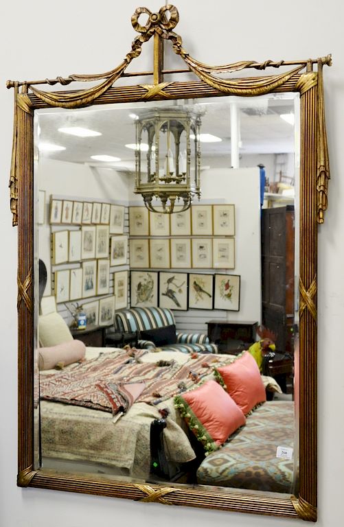 Appraisal: Pair of large mirrors having ribbon drape design frame with