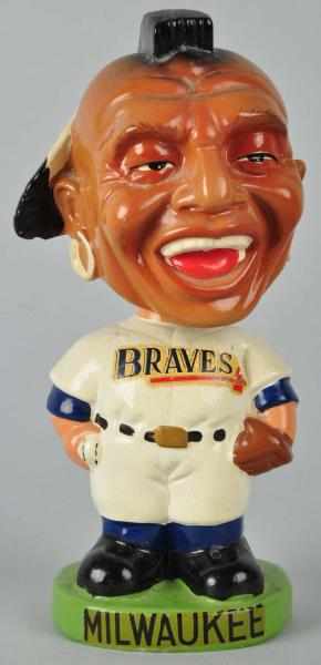 Appraisal: Atlanta Braves Mascot Bobbing Head Doll Description Green round base