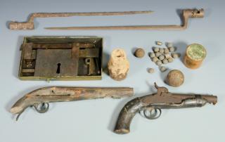 Appraisal: Devon Farm Civil War Dug Artifacts and Lock Group of