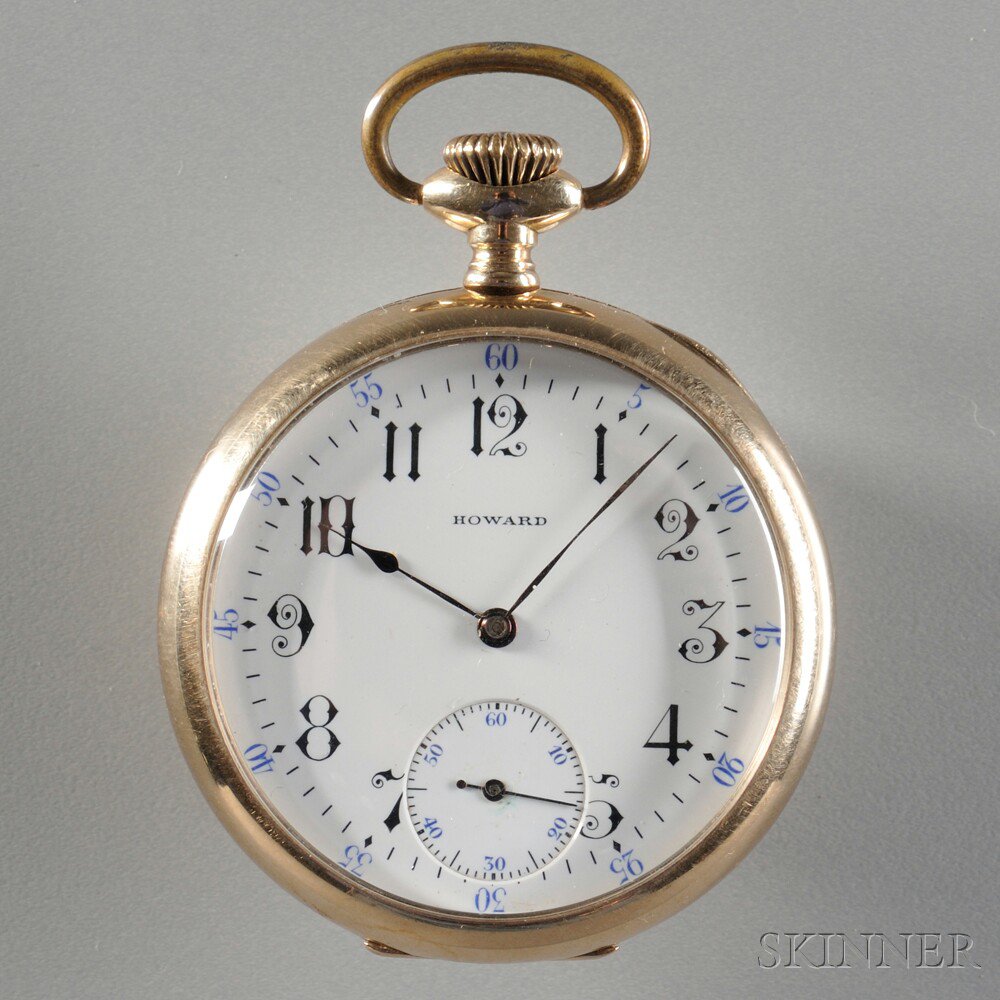 Appraisal: E Howard kt Gold Open Face Watch Boston No porcelain