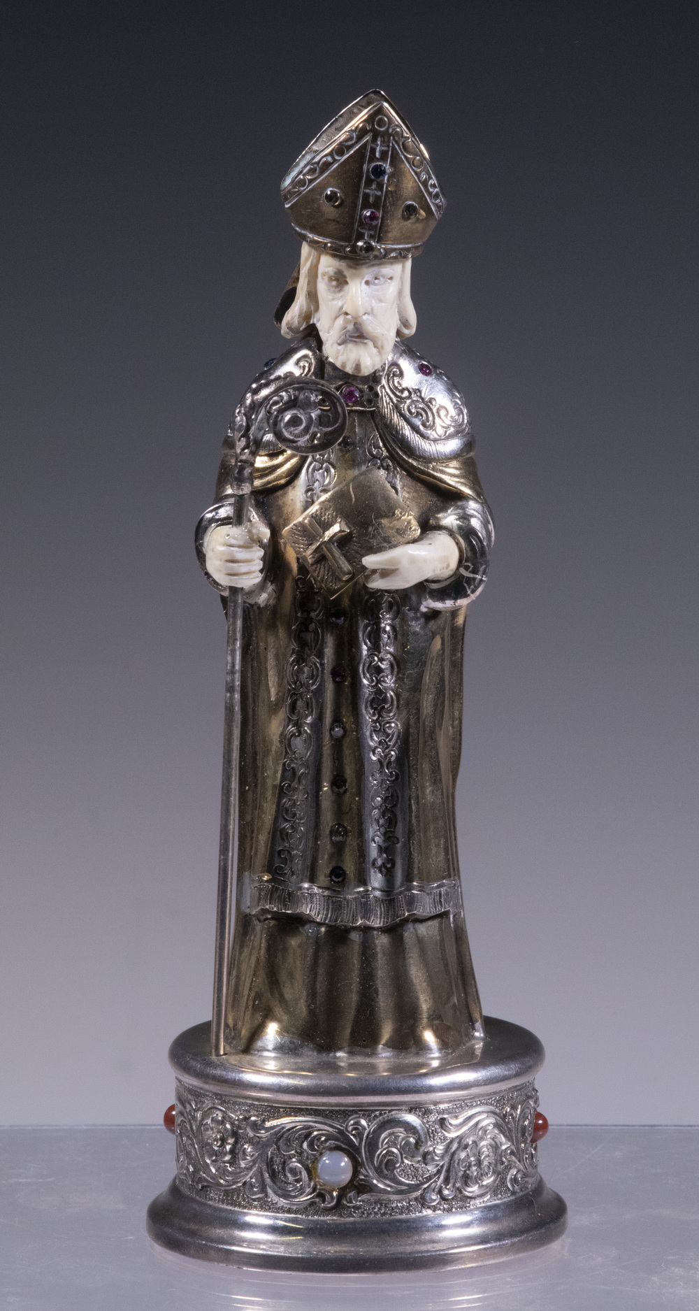 Appraisal: ISRAEL FREEMAN SON SILVER BONE BISHOP FIGURE Early th c