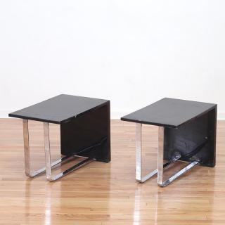 Appraisal: Pair Attr Donald Deskey lacquered side tables Pair Attr Donald