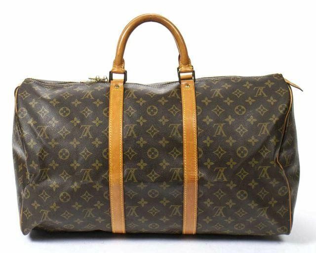 Appraisal: Louis Vuitton Keepall duffle bag in monogram coated canvas with