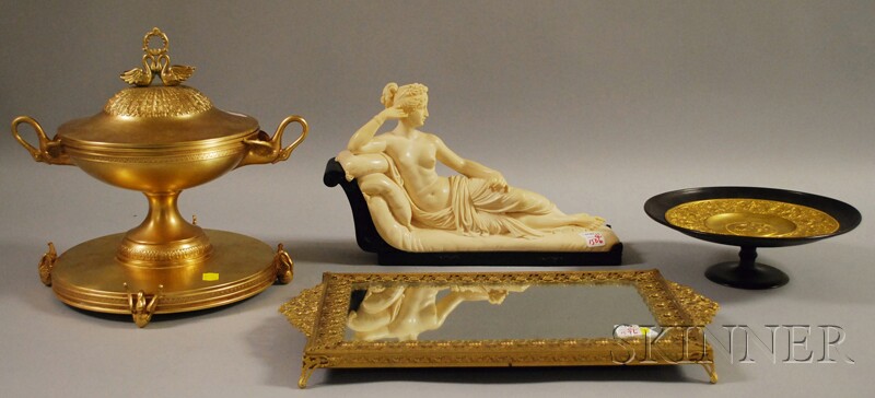 Appraisal: Group of Gilt-metal Table Items and a Resin Odalisque Figure