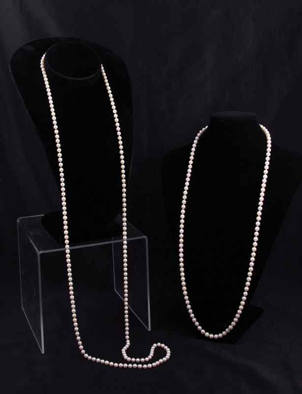 Appraisal: PEARL STRAND NECKLACES '' and '' '' strand of mm