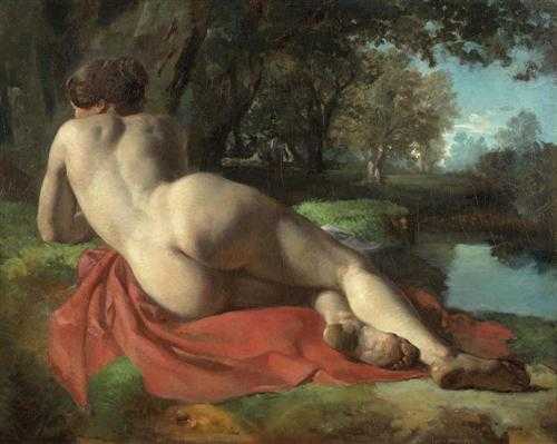 Appraisal: LEROHE HENRI-LOUIS France th century Reclining nude on a red