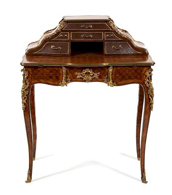 Appraisal: A Louis XV Style Gilt Bronze Mounted Parquetry Bureau de