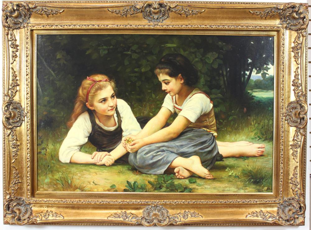 Appraisal: AFTER WILLIAM BOUGUEREAU France Italy - oil on canvas two