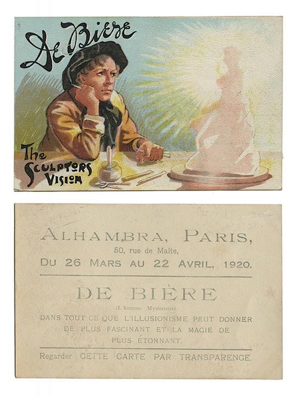 Appraisal: Hold-To-Light Postcard The Sculptor's Vision De Biere Arnold Hold-To-Light Postcard