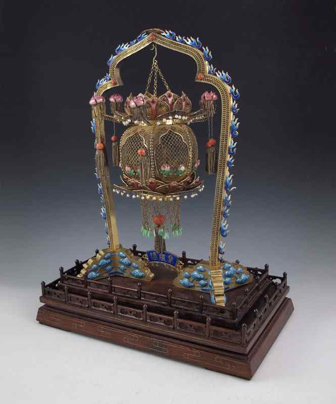 Appraisal: CHINESE BRASS ENAMEL DESK ORNAMENT th Century production these desk