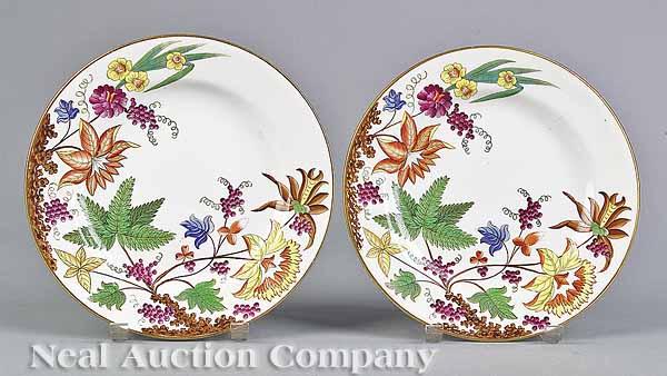 Appraisal: A Pair of Antique English Porcelain Plates c polychrome floral