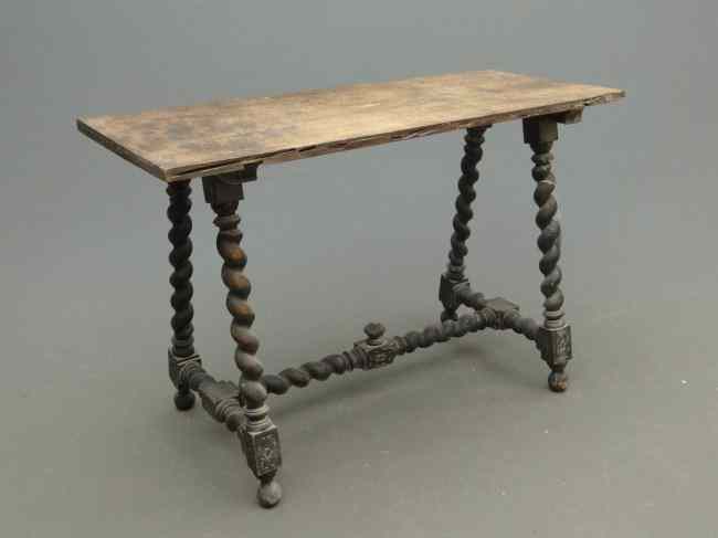 Appraisal: Early Continental table with twisted carved legs and stretcher base