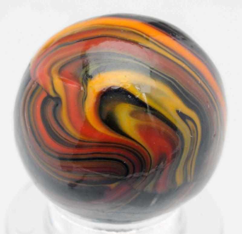 Appraisal: Christensen Agate Striped Opaque Marble Black opaque base with beautiful