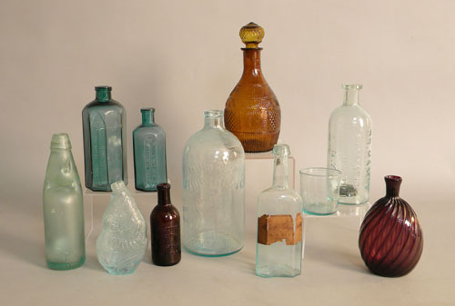 Appraisal: Group of glass bottles and flasks